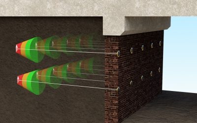 Bridge Abutment 4k with sky Illustration of Platipus Earth Anchors being used on bridge abutment