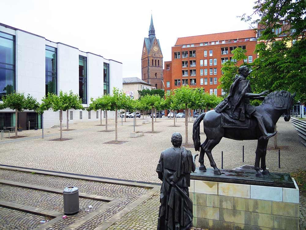 The square of the Göttingen Seven at the parliment of Saxony, Germany