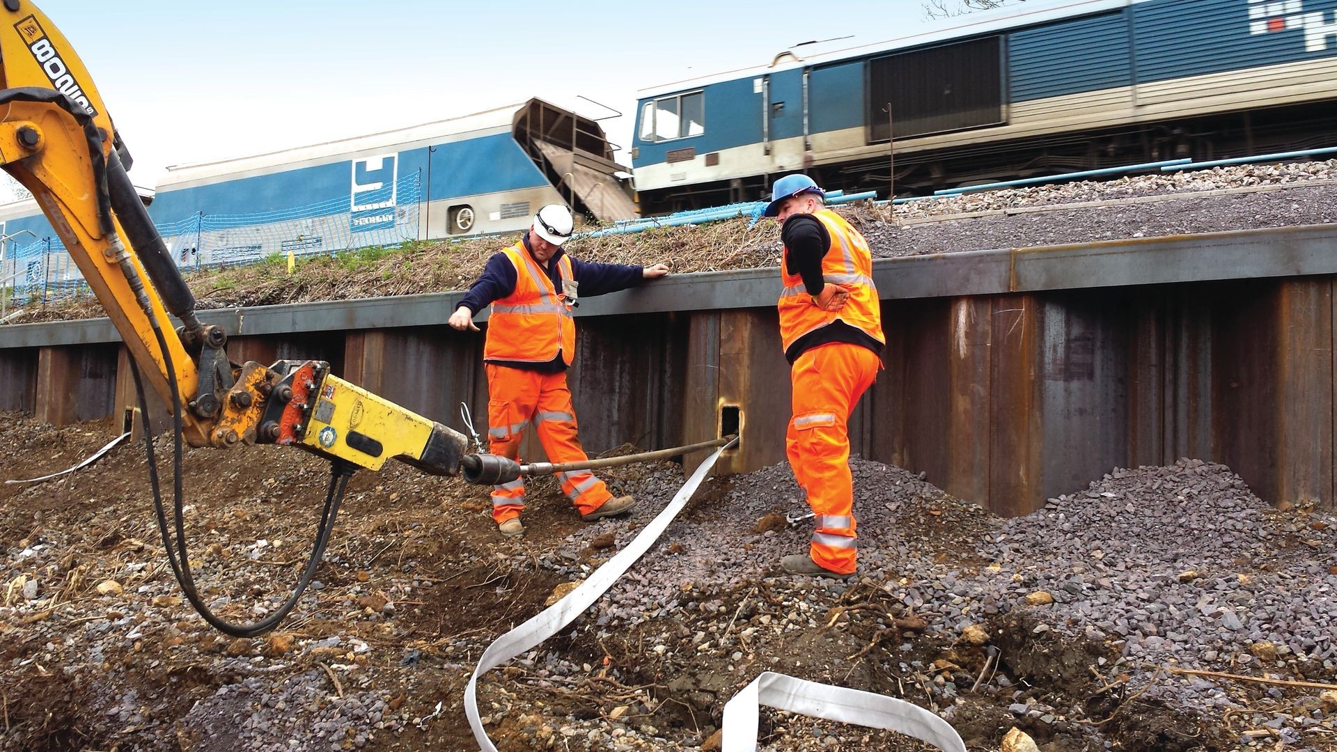Westbury Station 007-enhanced The old deck was demolished and a degree of stabilisation was required for the abutments once the new deck was in position