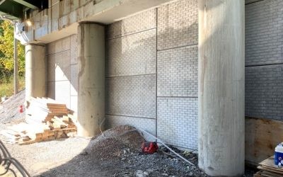 Case Study - I-278 Bridge Rehabilitation 17 Support pillars underneath a highway bridge
