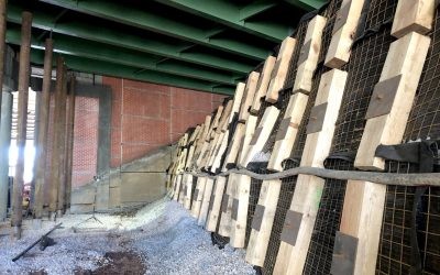 I-278 Bridge Rehabilitation - Staten Island, NY - April 2019 21 Enhanced 1080p Wooden sleepers and metal load plates connected to platipus anchors underneath a highway bridge