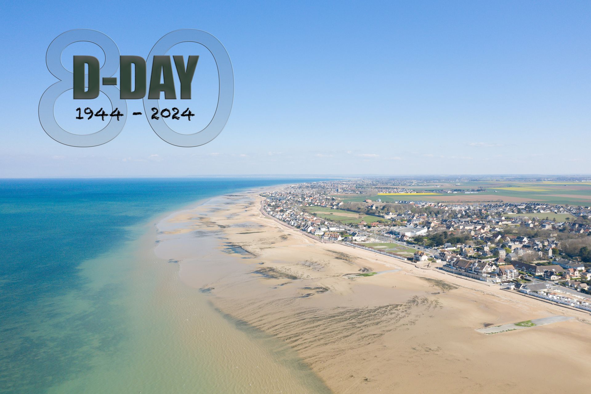 80th D-Day anniversary arial shot of Juno Beach