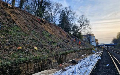 Farnborough Cutting - Phase ii - 65 View of eroded slope from railway line