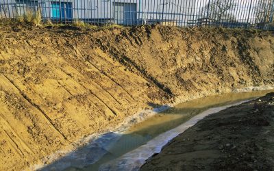 Mercede Benz Channel Slope Stabilization Installation (22) Drainage channel without erosion control matting