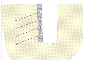 CAD Drawing Colour Changed Technical drawing of earth anchors for lock wall