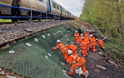 Franklands Emergency Repair - 09 - Enhanced workings installing earth anchors on railway embankment