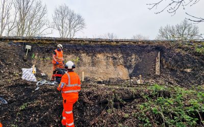 Franklands Emergency Repair - Anchor Test - 03 - Enhanced Embankment failure beneath railway line