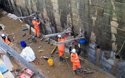 Marple Lock 7 - Installation - 41 - Enhanced core holes being drilled through lock wall