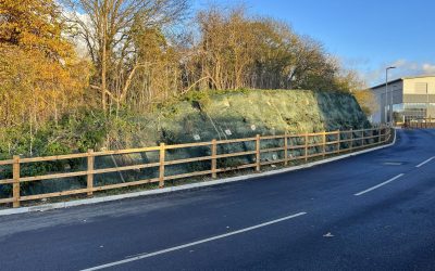 Little Preston, Kent_16 - Enhanced Slope with geotextile matting and earth anchors next to a road