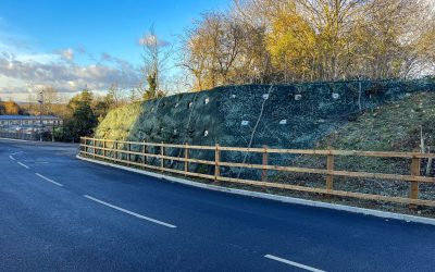 Little Preston, Kent_21 - Enhanced Slope with geotextile matting and earth anchors next to a road
