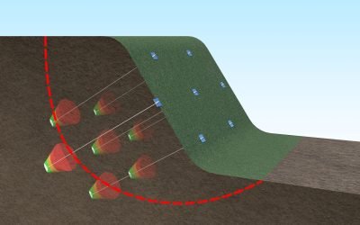 Slope Stabilisation - Cross Section Illustration of earth anchors being used to stabilise a slope