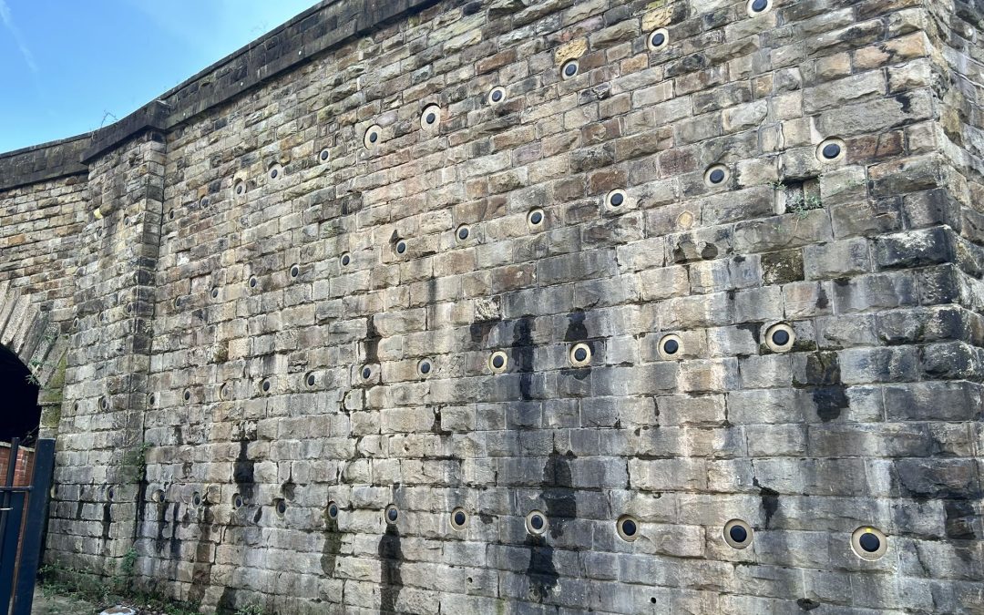 Platipus Anchors on railway bridge abutment in Greater Manchester