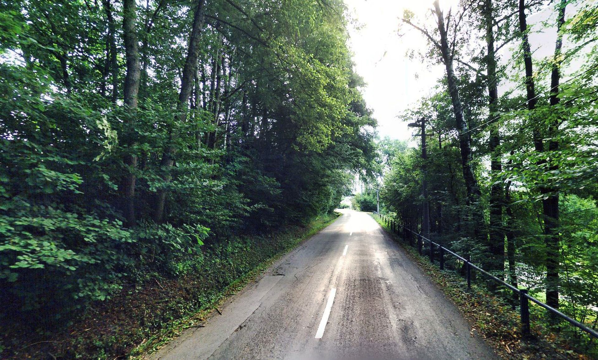 Road in Czech Republic before slope is cut back
