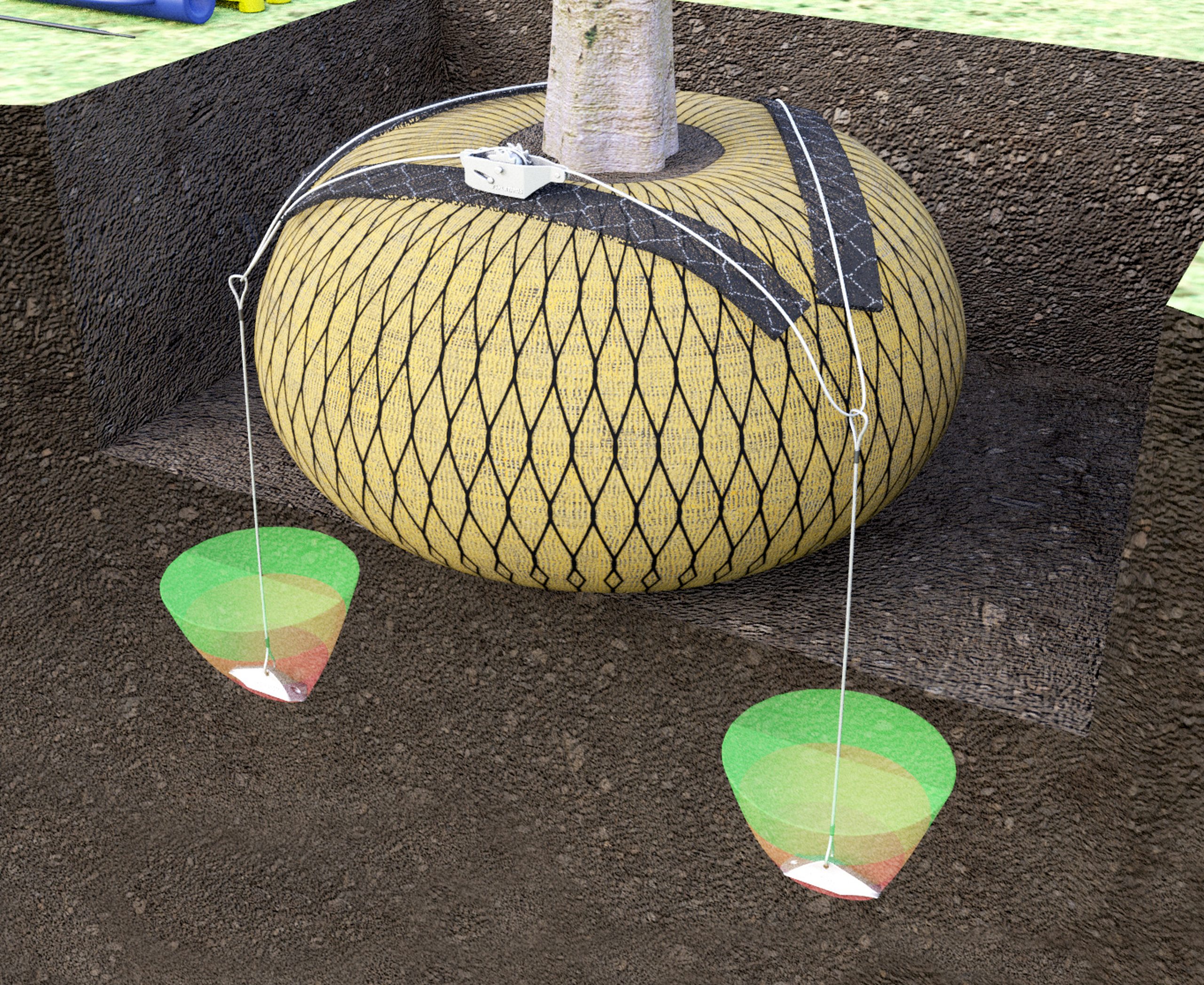 03 - Rootball-fixing-system---Plati-Mat---low-rest Platipus Tree anchoring illustration