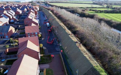 Thrapston - Drone - 0593 - Enhanced Arial shot of acoustic bund remediation